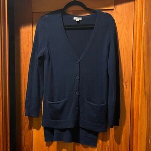 Garnet Hill Navy Blue Women's Cashmere Cardigan